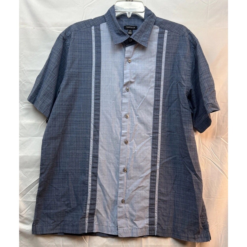 Van Heusen Men’s Large Retro, Color Block Panel, Short Sleeve Shirt, Casual